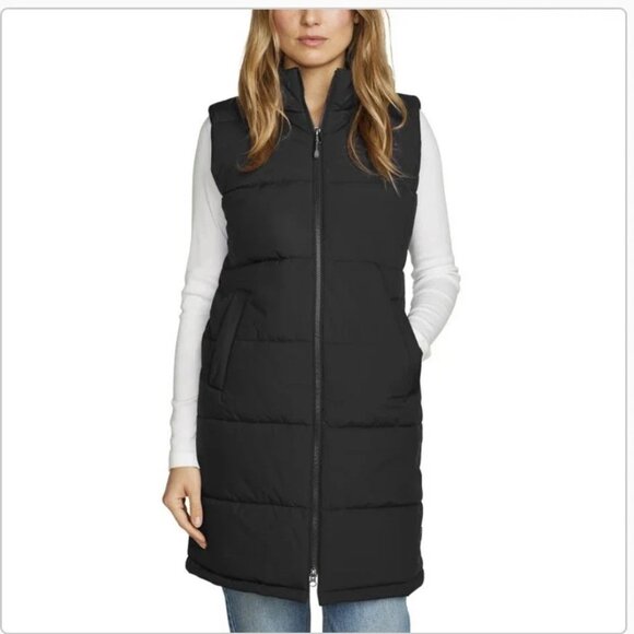 Eddie Bauer Women's Hooded Puffer Long Vest NEW - Picture 1 of 5